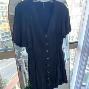 Zara black sundress with tortoise buttons and cinched waist. Size medium